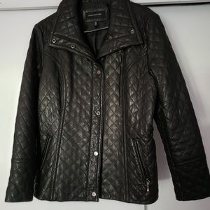 Jones New York black leather coat - size XL - EUC